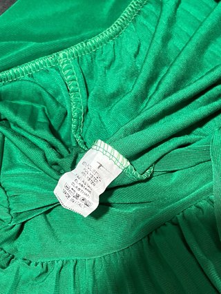 Pantalón ancho plisado verde T.M