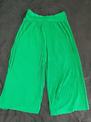 Pantalón ancho plisado verde T.M