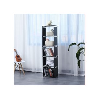 Estantería escalera 5 baldas 85x125 cm negro tela