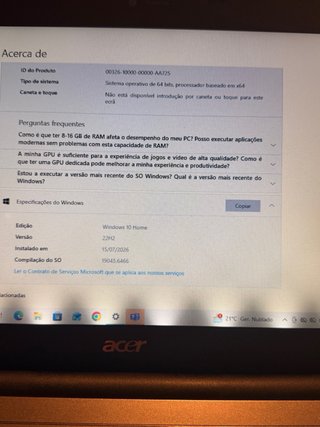 Portátil Acer Aspire 4810T para peças ou reparação