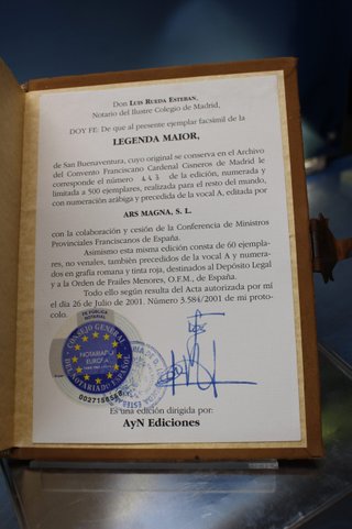 Facsímil: Leyenda Mayor _ San Buenaventura. Madrid, Ars Magna, 1999.