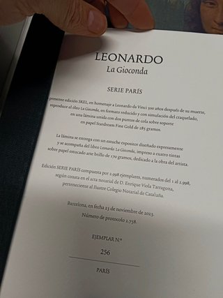 LEONARDO 500 LA GIOCONDA SERIE LIMITADA Y NUMERADA Nº 256 DE 2.998 SKEL