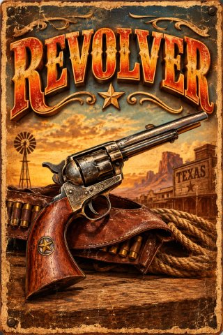 Póster Revolver Vintage con Marco