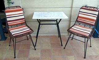 Conjunto mesa y sillas ratán de jardín de 1930 nue