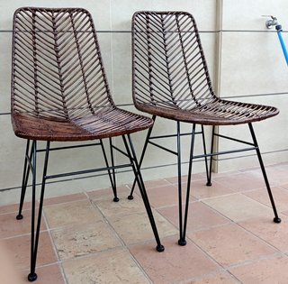 Conjunto mesa y sillas ratán de jardín de 1930 nue