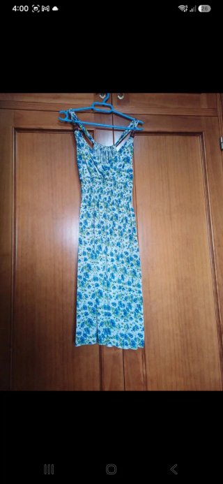 Vestido estampado flores azul y verde