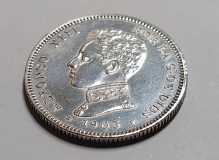 Moneda plata 2 Pesetas Alfonso XIII 1905