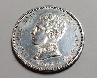 Moneda plata 2 Pesetas Alfonso XIII 1905