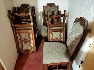 “6 sillas antiguas madera maciza | Tapizado origin