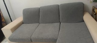 Sofá Chaiselongue Gris y Beige