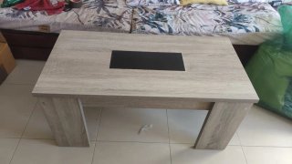 Mesa de centro elevable madera y cristal
