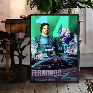 Poster Fernando Alonso Aston Martin più cornice