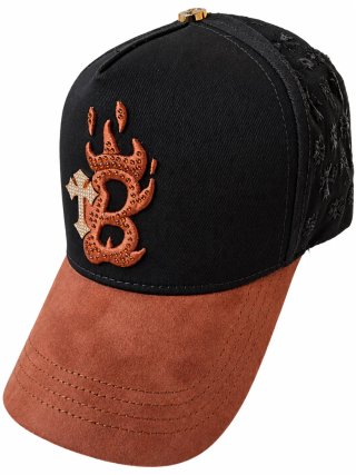 Gorra Negra y Marrón con Diseño