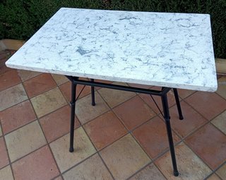 Mesa auxiliar Bistró exterior piedra metal de 1930