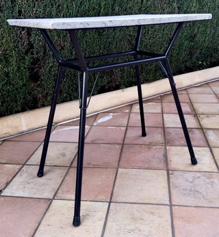 Mesa auxiliar Bistró exterior piedra metal de 1930