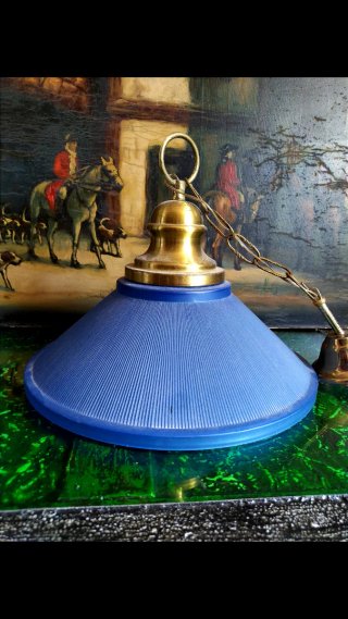 LAMPARA TECHO AZUL CRISTAL BRONCE ANTIGUO