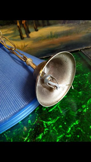 LAMPARA TECHO AZUL CRISTAL BRONCE ANTIGUO