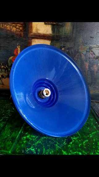 LAMPARA TECHO AZUL CRISTAL BRONCE ANTIGUO