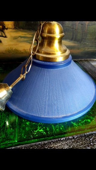 LAMPARA TECHO AZUL CRISTAL BRONCE ANTIGUO