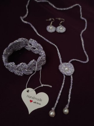 Lote bisutería artesanal pulsera pendientes collar
