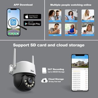 SRIHOME 8MP cámara WiFi 2.4 5GHz exterior PTZ 3X