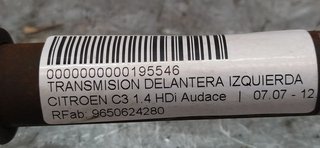 TRANSMISION DELANTERA IZQUIERDA CITROEN C3 1.4 HDi Audace