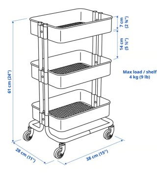 Carro auxiliar Ikea 3 baldas madera