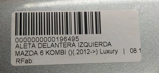 ALETA DELANTERA IZQUIERDA MAZDA 6 KOMBI ()(.2012->) Luxury