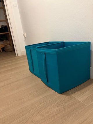 Cajas de almacenaje de tela color turquesa