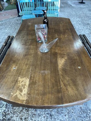 MESA CON BANCO DE MADERA