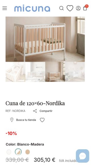 Cuna Micuna Nordika 120x60 + Kit Colecho