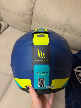 Casco Moto MT Azul y Amarillo