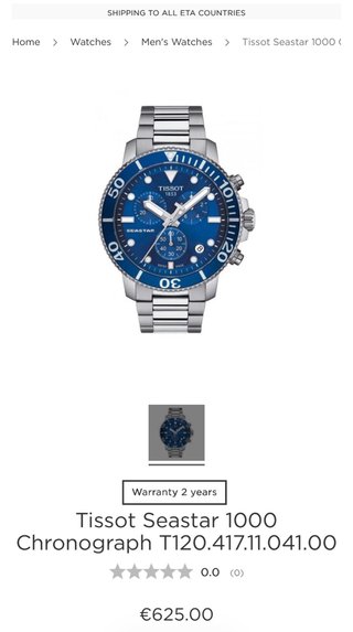 Tissot Seastar 1000 Cronógrafo Azul (Full Set)