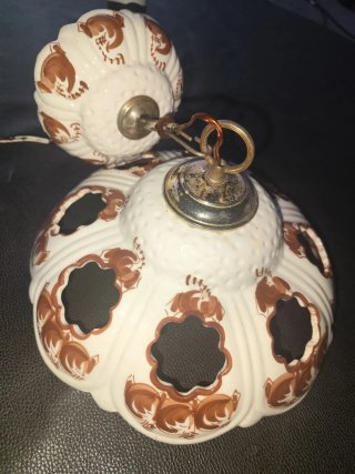 Lámpara cerámica vintage beige y marrón