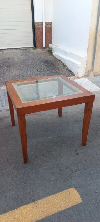 Mesa comedor extensible madera y cristal