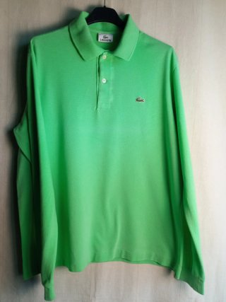 Polo Lacoste manica lunga verde