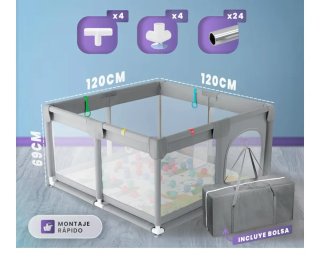 Parque Infantil Bebé Corralito 120x120cm Gris