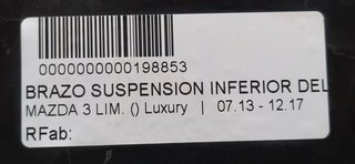 BRAZO SUSPENSION INFERIOR DELANTERO DERECHO MAZDA 3 LIM. () Luxury