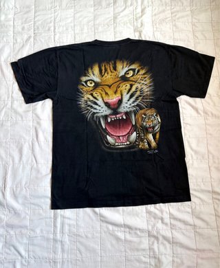 T-Shirt streetwear, con stampa tigre di Rock Chang
