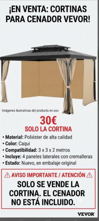 Cortinas para cenador VEVOR (4 paneles)