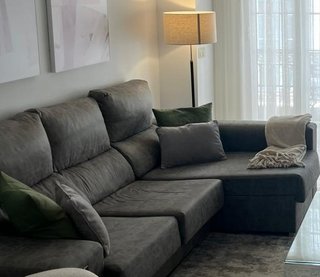 Sofá Chaise Longue Gris Tela