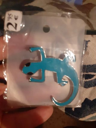 Llavero/Pin Lagarto Azul y Plata