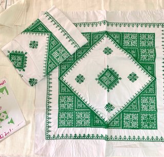 Sábana y 3 Fundas Cojín Bordado de Fez - Marruecos