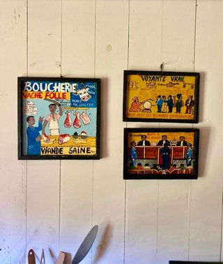 Tres pinturas originales de escenas africanas