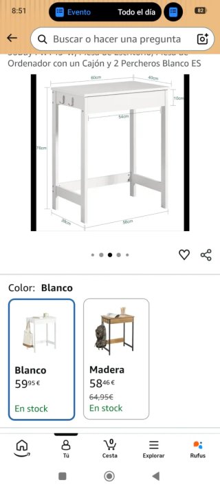 Escritorio blanco pequeño con cajón
