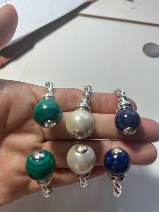 Pulseras Plata con Bolas de Piedra