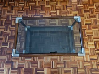 Mesa de centro cristal y madera