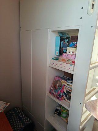 Cama Alta con Escritorio y Estantería