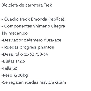 Bicicleta Trek Carretera Roja Talla S