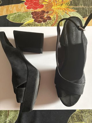 Zapatos H&M Ante Tacón Cuadrado Talla 41